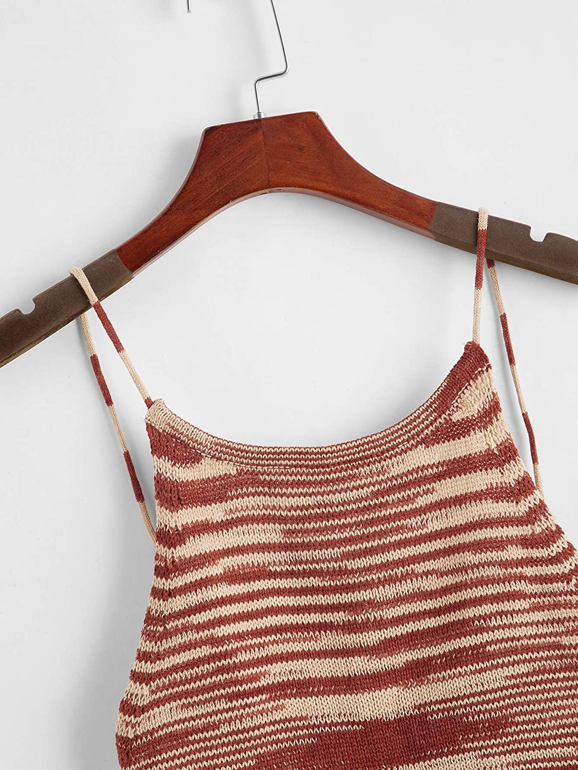 SweatyRocks Women's Sleeveless Space Dye Knit Camisole Criss Cross Backless Crop Top - Image 4
